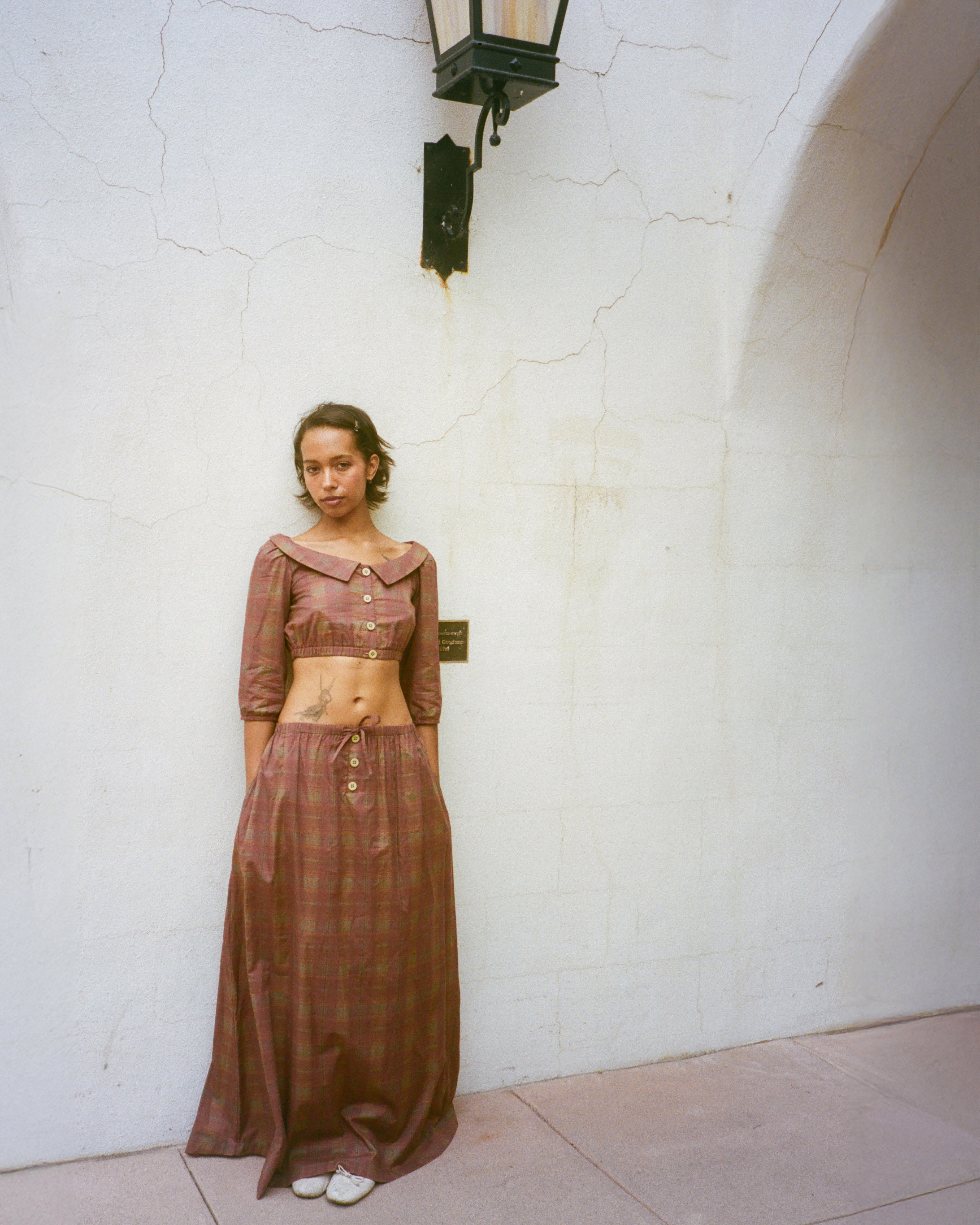 Plaid Cropped Blouse - Webnetwoks