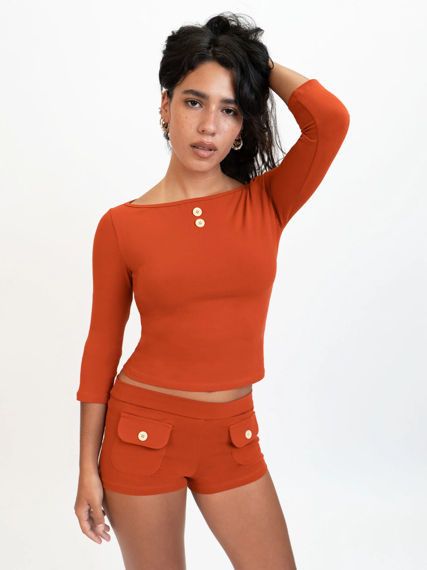 3/4 Sleeve Boat Neck Top - Webnetwoks