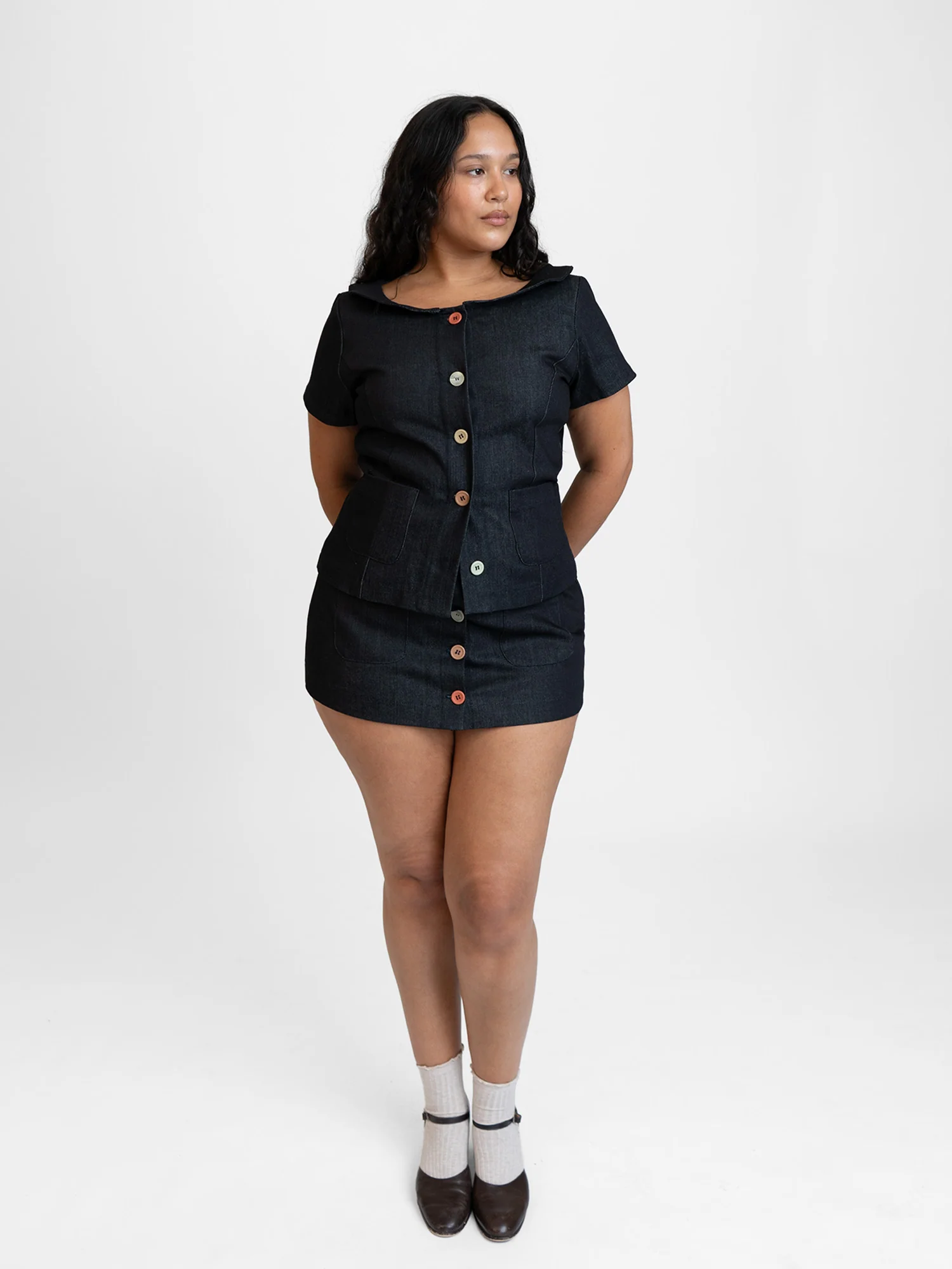 Button Suit Mini Skirt - Webnetwoks