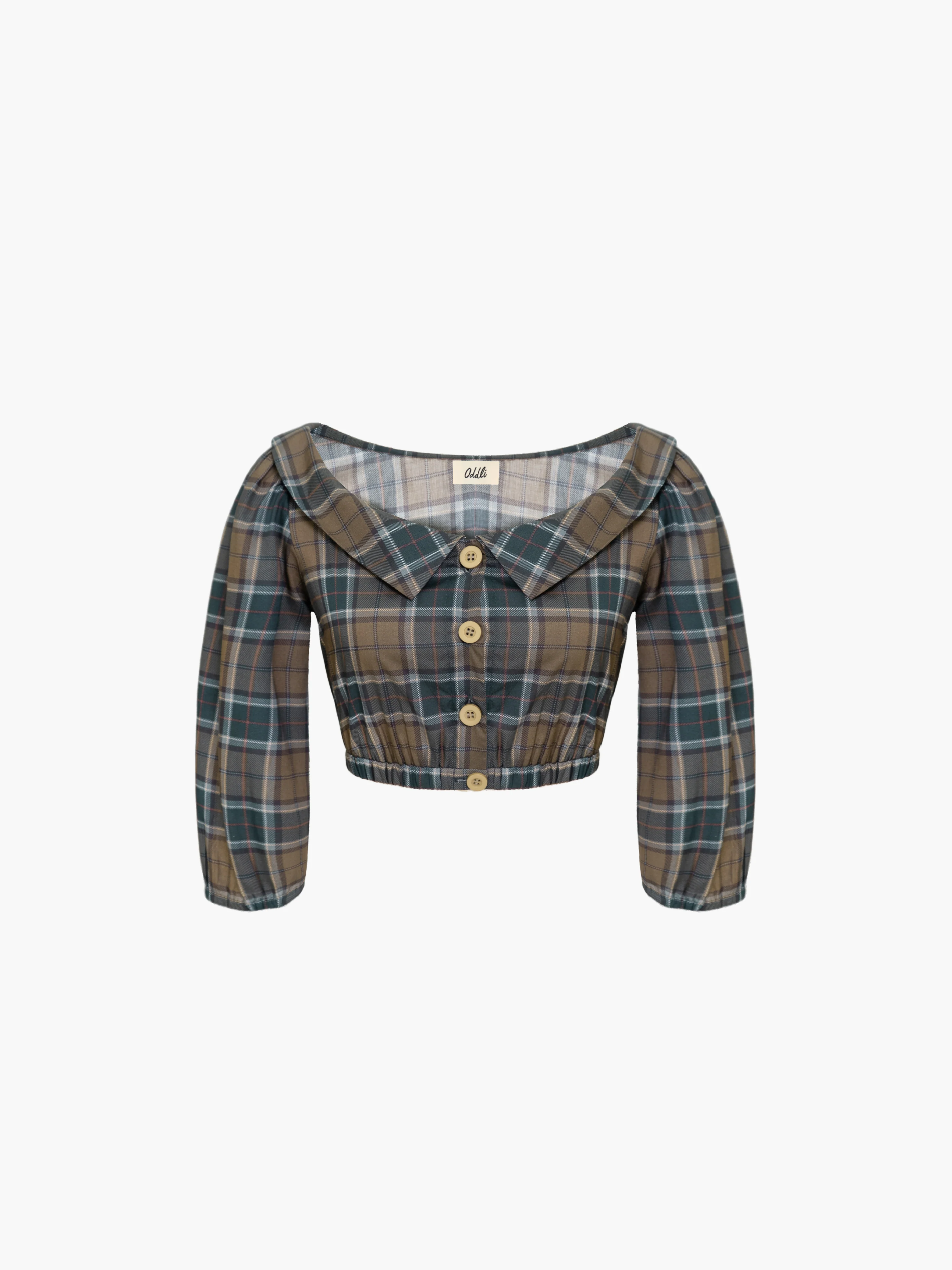 Plaid Cropped Blouse - Webnetwoks