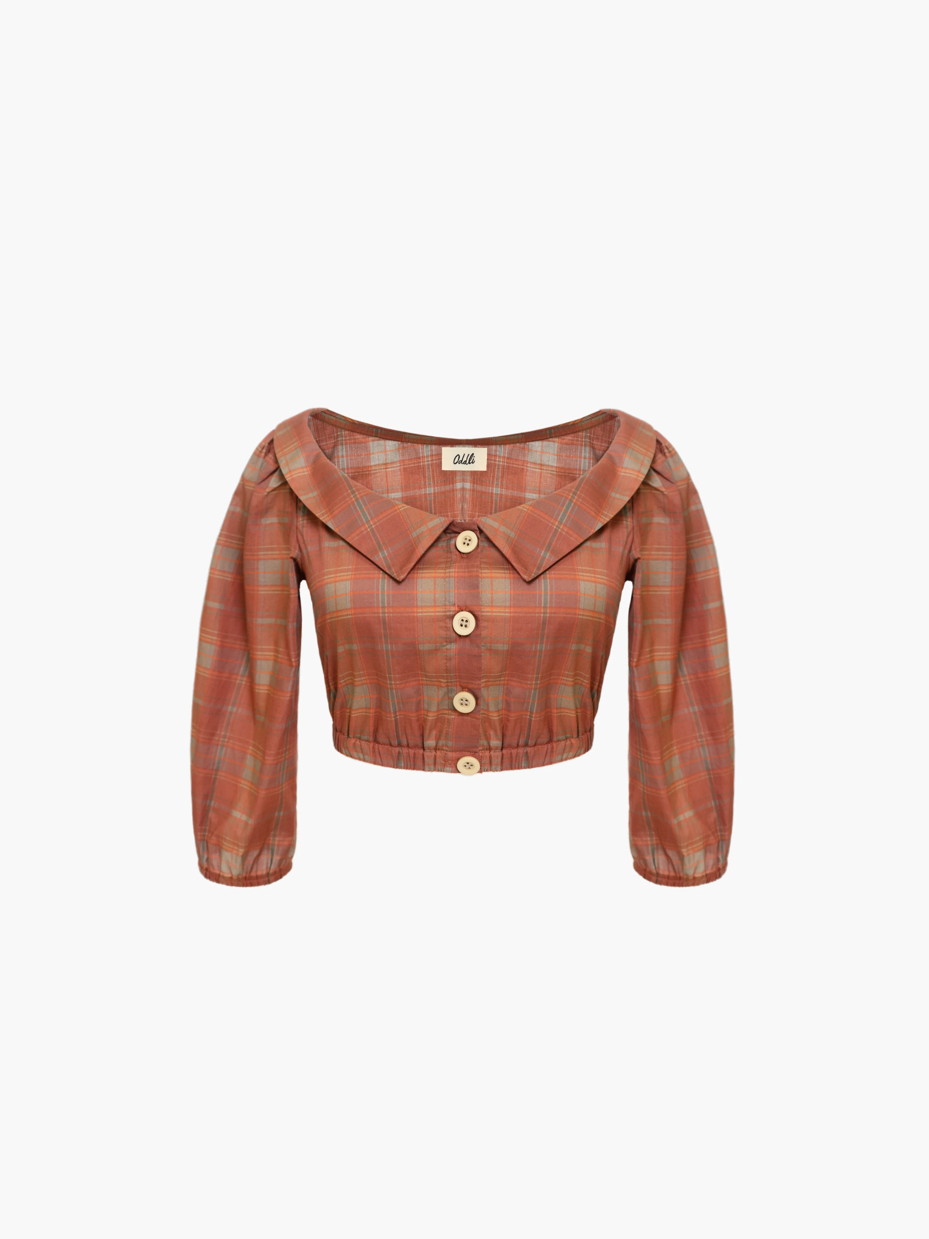 Plaid Cropped Blouse - Webnetwoks